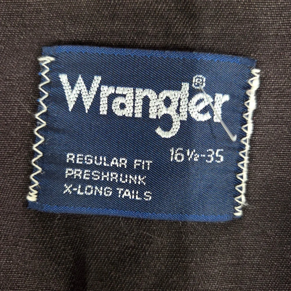 VTG Wrangler Shirt Men X Long Tails Western Snap Long Sleeve Brown Regular Fit - Picture 5 of 10